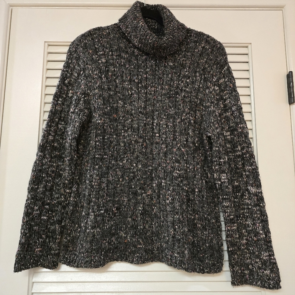 Chico's - Grey & Rainbow Knit Long-Sleeve Turtleneck Sweater